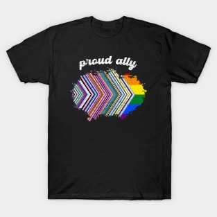 Proud Ally Inclusive LGBT+ flag T-Shirt